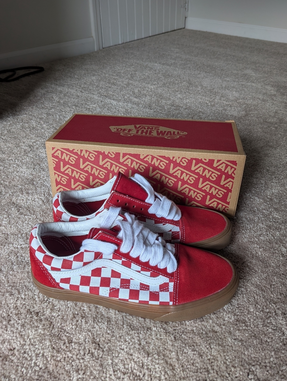 Vans Red White Checkerboard Low-Top Sneakers